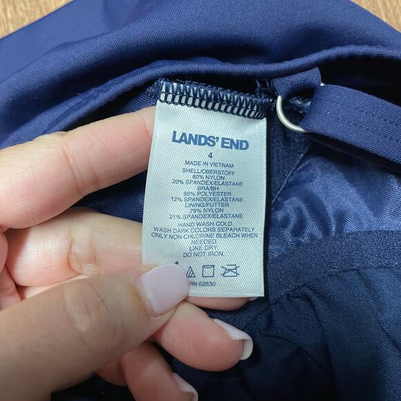 Lands End Womens Solid Navy Blue Tankini Underwire Swim Top Size 4 Stay Put Hem - Picture 5 of 5